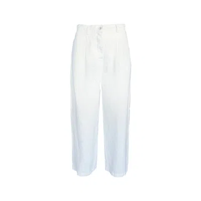 Haris Cotton Women's Linen Pants With Pleats White