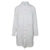 Haris Cotton Women's Long Sleeved Oversized  Linen Shirt Dress White In White