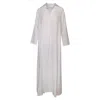 Haris Cotton Women's Maxi Linen Dress With Front Pleat And Lapels - White In White