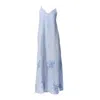 Haris Cotton Women's Maxi Linen Embroidered Dress With Straps Sky Blue-lapis In Blue