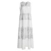 Haris Cotton Women's Maxi Linen Sleeveless Dress With Embroidered Details White Silver In White