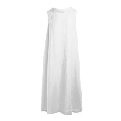 Haris Cotton Women's Midi Back Tie Linen Dress - White