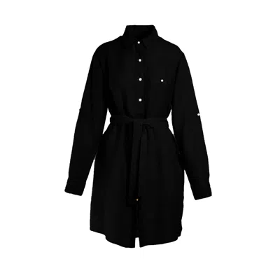 Haris Cotton Women's Midi Length Linen Jacket Dress - Black