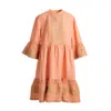 Shop Haris Cotton Women's Midi Linen Dress With Emdroidered Panels-rose Petal
