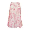 Haris Cotton Women's Midi Printed Linen Blend Skirt With Elastic Waist - Blue Spring In Blue