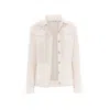 Haris Cotton Women's Neutrals Flap Pocket Linen Jacket With Lace - Ecru In Beige