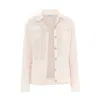Haris Cotton Women's Neutrals Flap Pocket Linen Jacket With Lace Ecru In Beige