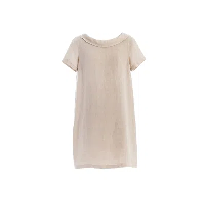 Haris Cotton Women's Neutrals Knee Length Boatneck Linen Dress