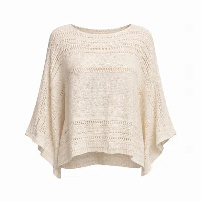 Haris Cotton Women's Neutrals Knitted Cropped Poncho Ecru In Multi