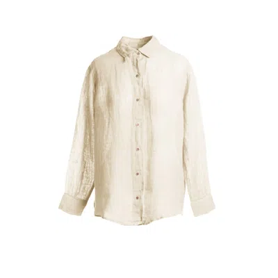 Haris Cotton Women's Neutrals Linen Gauze Shirt - Ecru In White