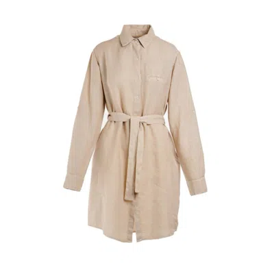 Haris Cotton Women's Neutrals Midi Length Linen Jacket Dress - Beach Sand