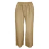 Haris Cotton Women's Neutrals Solid Wide Leg Linen Pants With Slant Pocket Beach Sand