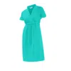 Haris Cotton Women's Notched Neckline Belted Linen Dress With Batwing Sleeve Island Green In Green