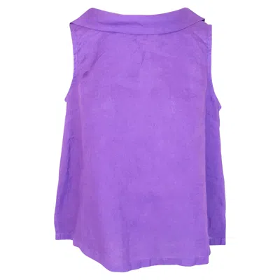 Haris Cotton Women's Pink / Purple Boat Neckline Sleeveless Linen Top With Deep V Back - Lavender In Pink/purple