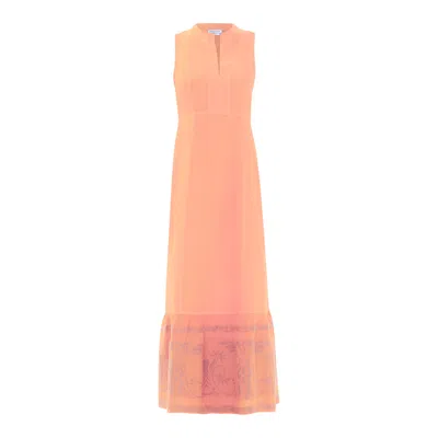 Haris Cotton Women's Pink / Purple Cami Halter Neck Linen Dress With Embroidered Hem Rose Petal Bronze In Pink/purple