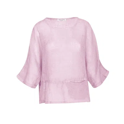 Haris Cotton Women's Pink / Purple Front Left Pocket Linen Gauze Blouse - Violet In Pink/purple