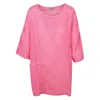 Haris Cotton Women's Pink / Purple Front Pocket Curve Linen Gauze Blouse With Batwing Sleeve Hydrangea In Pink/purple