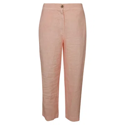 Haris Cotton Women's Pink / Purple High Waisted Linen -blend Pants With External Pockets - Rose Petal In Pink/purple
