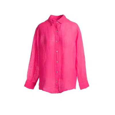 Haris Cotton Women's Pink / Purple Linen Gauze Shirt - Fuchsia In Pink/purple