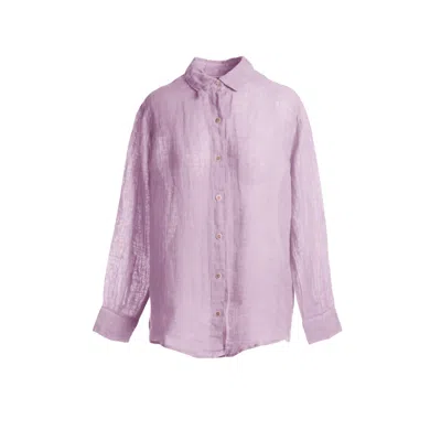 Haris Cotton Women's Pink / Purple Linen Gauze Shirt - Violet In Pink/purple