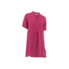 Haris Cotton Women's Pink / Purple Mandarin Neck Linen  Cami Dress With Flutter Sleeves Berry In Pink/purple