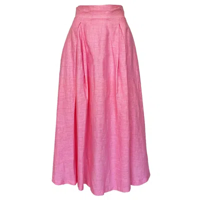 Haris Cotton Women's Pink / Purple Maxi Balloon Linen Skirt - Hydrangea In Pink/purple
