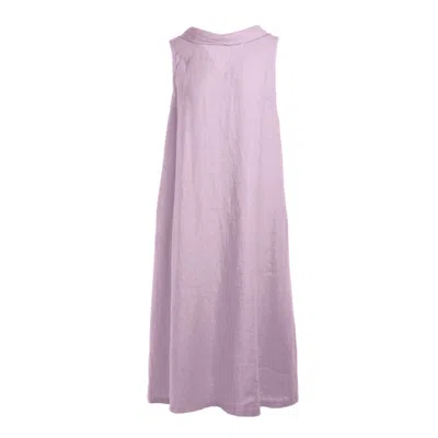 Haris Cotton Women's Pink / Purple Midi Back Tie Linen Dress - Violet In Pink/purple