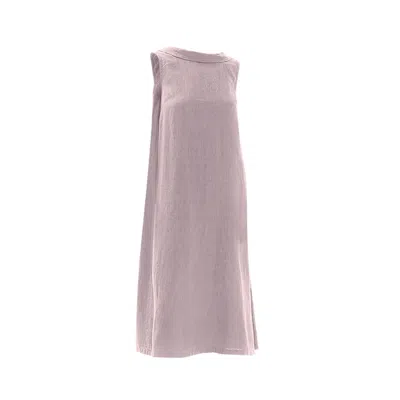 Haris Cotton Women's Pink / Purple Midi Back Tie Linen Dress Lilac In Pink/purple