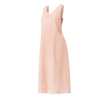 Haris Cotton Women's Pink / Purple Midi Sleeveles V Neck A-line Dress Pink In Pink/purple
