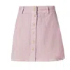 Haris Cotton Women's Pink / Purple Mini Front Buttons Linen Skirt Lilac In Pink/purple