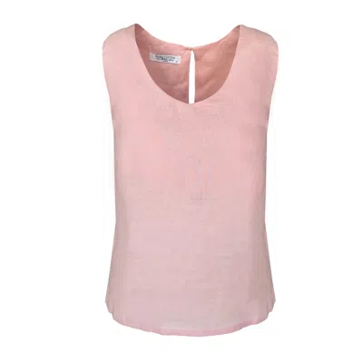 Haris Cotton Women's Pink / Purple Sleeveless Linen Tank Top Pink In Pink/purple