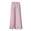 Haris Cotton Women's Pink / Purple Solid Bell-bottom  Linen Pants Lilac In Pink/purple