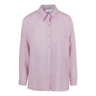 Haris Cotton Women's Pink / Purple Solid Drop Shoulder Linen Shirt - Violet In Pink/purple