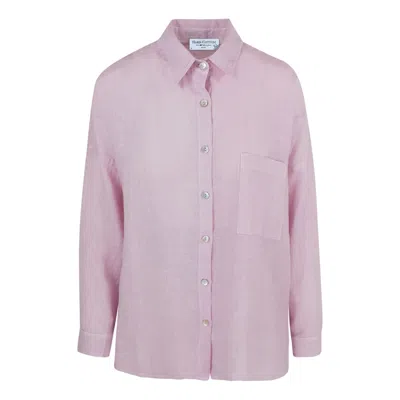 Haris Cotton Women's Pink / Purple Solid Drop Shoulder Linen Shirt - Lilac In Pink/purple