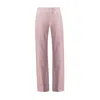 Haris Cotton Women's Pink / Purple Straight Linen Pants With Elastic Waist Lilac In Pink/purple