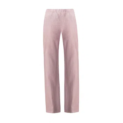 Haris Cotton Women's Pink / Purple Straight Linen Pants With Elastic Waist Lilac In Pink/purple