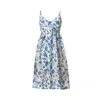 Haris Cotton Women's Printed Linen Blend Dress With Straps Blue Birds In Blue