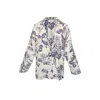 Haris Cotton Women's Printed Linen Blend Jacket With Buttons - Blue Spring In Blue