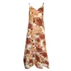 Haris Cotton Women's Printed Linen Blend Maxi Dress With Straps And Slits