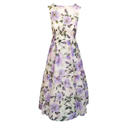 Haris Cotton Women's Printed Voile Cotton Maxi Sleeveless Dress - Purple Roses