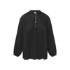 Haris Cotton Women's Pure Viscose Button Blouse - Black In Black