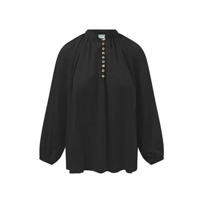 Haris Cotton Women's Pure Viscose Button Blouse - Black