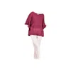 Haris Cotton Women's Red Linen Gauze Blouse With Ruffles Berry In Red