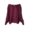 Haris Cotton Women's Red Long Sleeve Satin Viscose Blouse With Relaxed Fit  Bordeaux In Purple