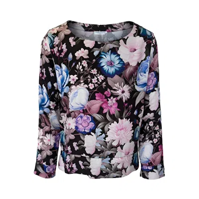 Haris Cotton Women's Satin Printed Long-sleeve Blouse Mauve Garden In Purple