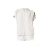Haris Cotton Women's Short Sleeved Linen Shirt With Mandarin Neck White In White