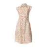Haris Cotton Women's Sleeveless Printed Linen Shirt Dress With Belt Red Starflowers In Red