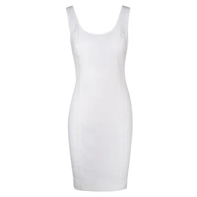 Haris Cotton Women's Sleeveless Slim Fit Jersey Linen Blend Dress - White