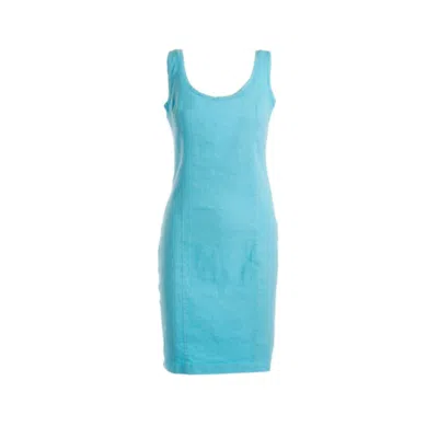 Haris Cotton Women's Sleeveless Slim Fit Jersey Linen Blend Dress - Zante Blue