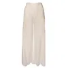 Haris Cotton Women's Solid Linen Blend Bell Bottom Pants - Off White In White